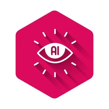 White Artificial intelligence AI icon isolated with long shadow background... Stock-Illustration