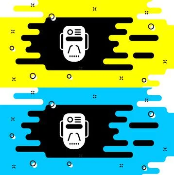 White Artificial intelligence robot icon isolated on black background. Machine Stock Illustration
