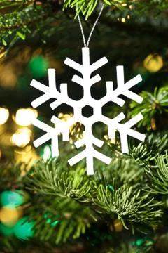 White artificial snowflake Stock Photos