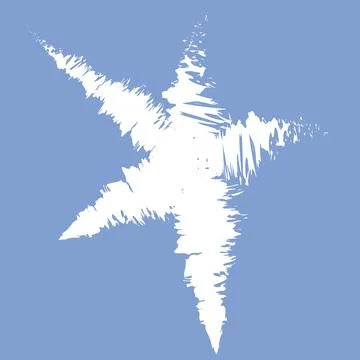 White artistic five pointed star in brush strokes isolated. Vector clipart Stock Illustration
