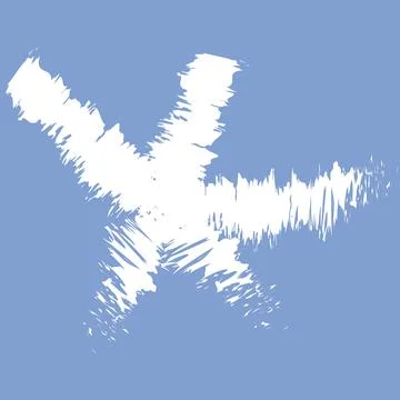 White artistic five pointed star in brush strokes isolated. Clipart. Stock Illustration