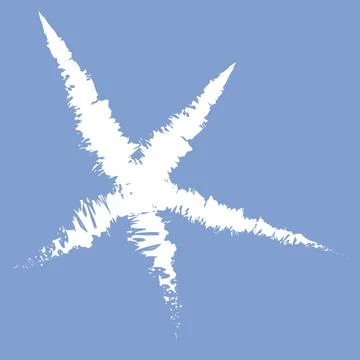 White artistic five pointed star in brush strokes isolated. Clipart Stock Illustration