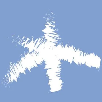 White artistic five pointed star in brush strokes isolated. Clipart for de... Stock Photos