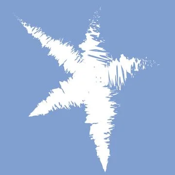 White artistic five pointed star in brush strokes isolated. Clipart for de... Stock Photos