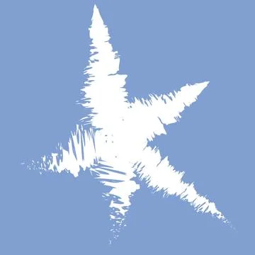 White artistic five pointed star in brush strokes isolated. Clipart for de... Stock Photos