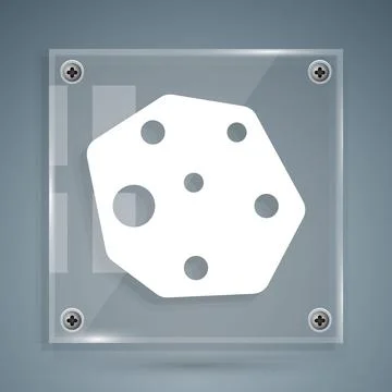 White Asteroid icon isolated on grey background. Square glass panels. Vector Illustrazione stock