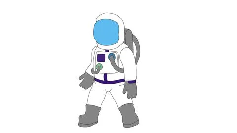 White astronaut suit helmet backpack oxygen tank standing pose space Stock Illustration