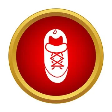 White athletic sneaker icon in red circle Stock Illustration