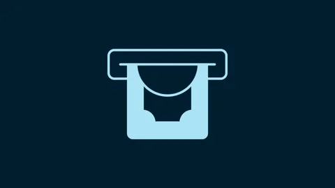 White ATM - Automated teller machine and money icon isolated on blue background Stock Footage 229556151