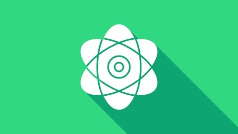 White Atom icon isolated on green background. Symbol of science, education Stock Footage 146949377