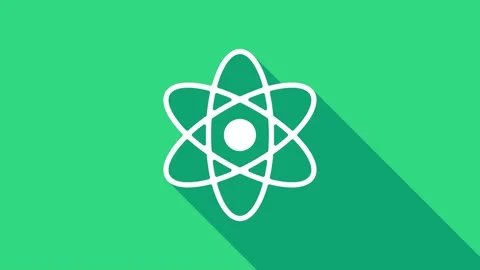White Atom icon isolated on green background. Symbol of science, education Stock Footage 146977144