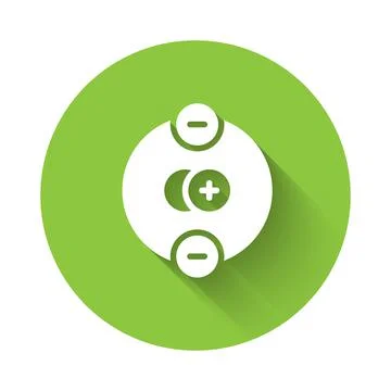 White Atom icon isolated with long shadow background. Symbol of science イラスト素材