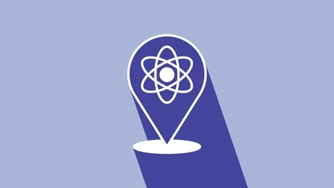 White Atom icon isolated on purple background. Symbol of science, education Stock Footage 225887013