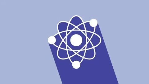 White Atom icon isolated on purple background. Symbol of science, education Stock Footage 225887437