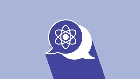 White Atom icon isolated on purple background. Symbol of science, education Stock Footage 225889097