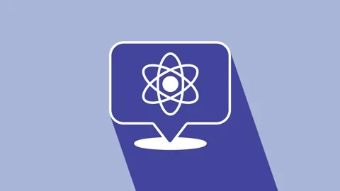 White Atom icon isolated on purple background. Symbol of science, education Stock Footage 225890139