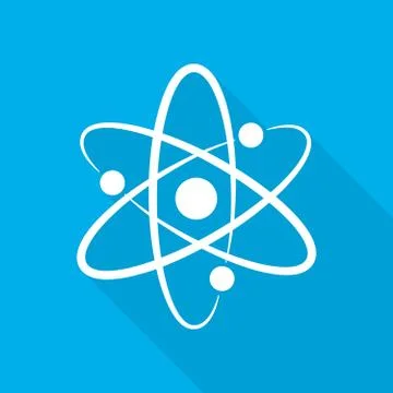 White atom icon. Vector illustration. Stock Illustration