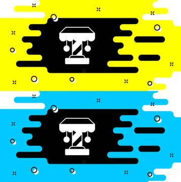White Attraction carousel icon isolated on black background. Amusement park イラスト素材