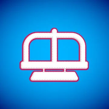 White Attraction carousel icon isolated on blue background. Amusement park Stock Illustration