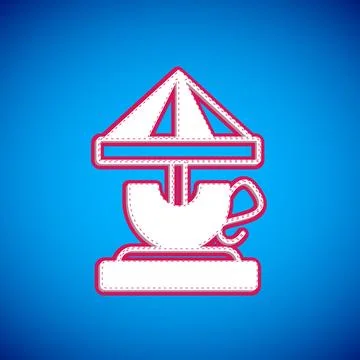 White Attraction carousel icon isolated on blue background. Amusement park... Ilustración de archivo