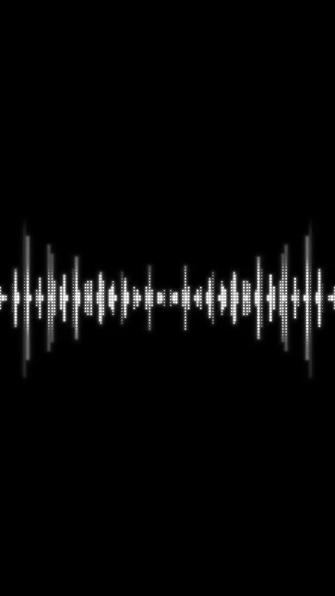 White audio equalizer waveform glowing dotted bars, black empty space, and soft Stock Footage 340557870