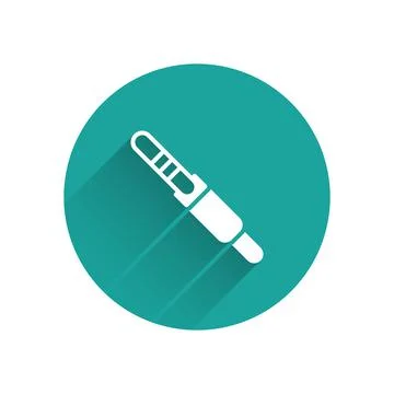White Audio jack icon isolated with long shadow. Audio cable for connection s Illustrazione stock