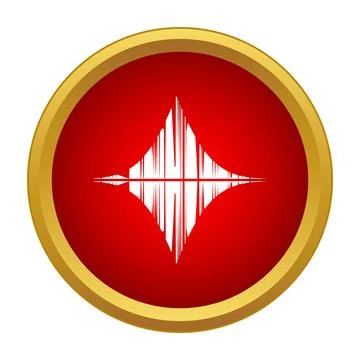 White audio sound wave equalizer in red circle Stock Illustration