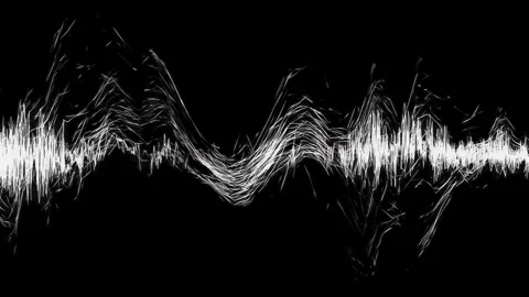 White audio waveform lines oscillating across black background seamless loo.. Stock-Footage 339790725