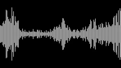 White audio waveform pulses on black background Stock Footage 340254886