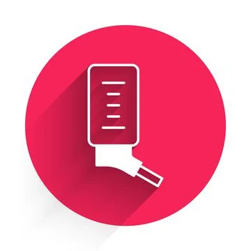 White Automatic drinker for small pets icon isolated with long shadow background Illustrazione stock