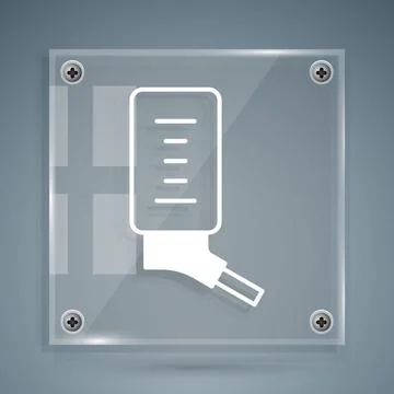White Automatic drinker for small pets icon isolated on grey background. Square Illustrazione stock