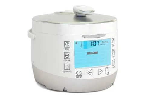 White Automatic Multicooker, 3D rendering Stock Illustration