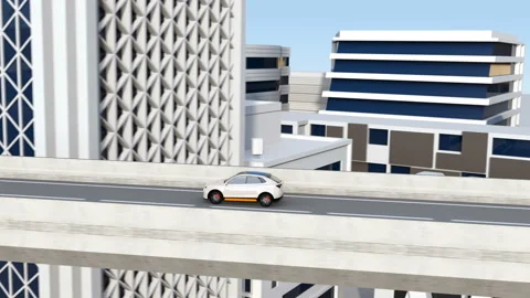 White autonomous electric SUV driving on the highway Stock Footage 87669142