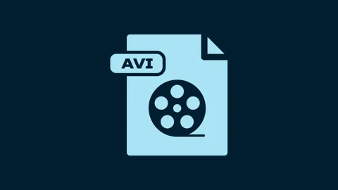 White AVI file document. Download avi button icon isolated on blue background Stock Footage 230023180