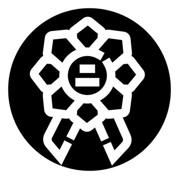 White award ribbon rosette with equal sign icon Stock Illustration