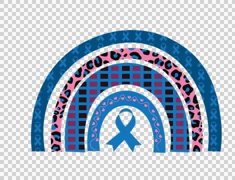 White Awareness Ribbon Rainbow Pattern Design arc and Ilustración de archivo