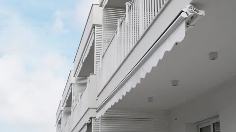 White awning under the balcony Stock Footage 240839281