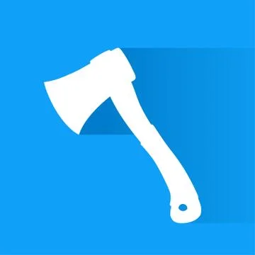 White axe with shadow on blue Stock Illustration