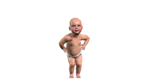 White baby dancing in fun animation Stock Footage 121371291
