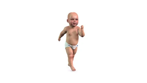 White baby dancing in fun animation Stock Footage 121384149