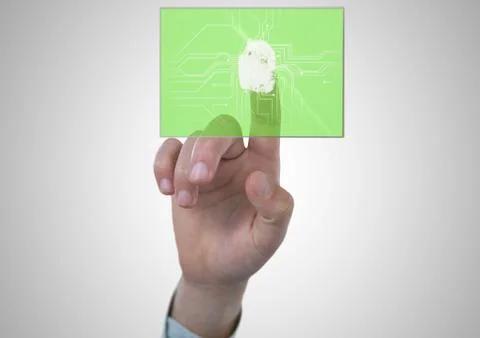 White back with green fingerprint scan. Stock Photos