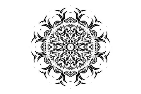 White Backdrop Mandala Black White Striking Design Stock Illustration