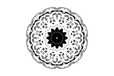 White Backdrop Mandala Black White Striking Design 스톡 일러스트