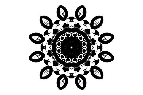 White Backdrop Mandala Black White Striking Design Stock Illustration