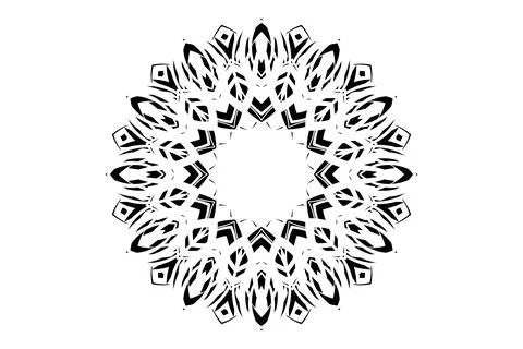 White Backdrop Mandala Black White Striking Design Stock Illustration