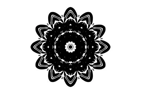White Backdrop Mandala Black White Striking Design 스톡 일러스트