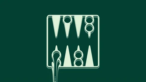 White Backgammon board icon isolated on green background. 4K Video motion Stock Footage 236034053