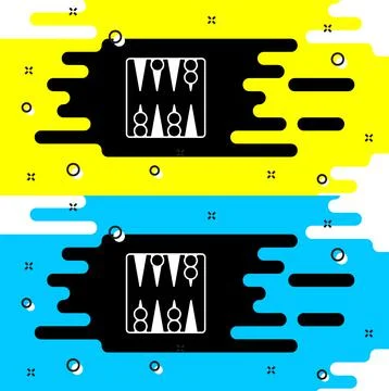 White Backgammon board icon isolated on black background. Vector Stock Illustration