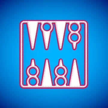 White Backgammon board icon isolated on blue background. Vector Stock Illustration