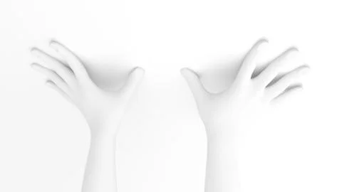 White background 3d hand gesture. 3d illustration, rendering. Иллюстрация